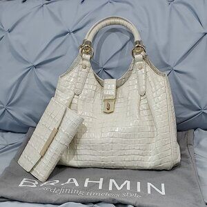SET –  Brahmin Elisa Cream Color Hobo Bag and Checkbook Wallet